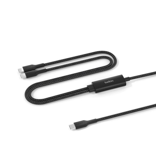 Belkin BoostCharge Pro | Gevlochten 140W USB-C/2x USB-C-kabel - 1,5 m - Zwart