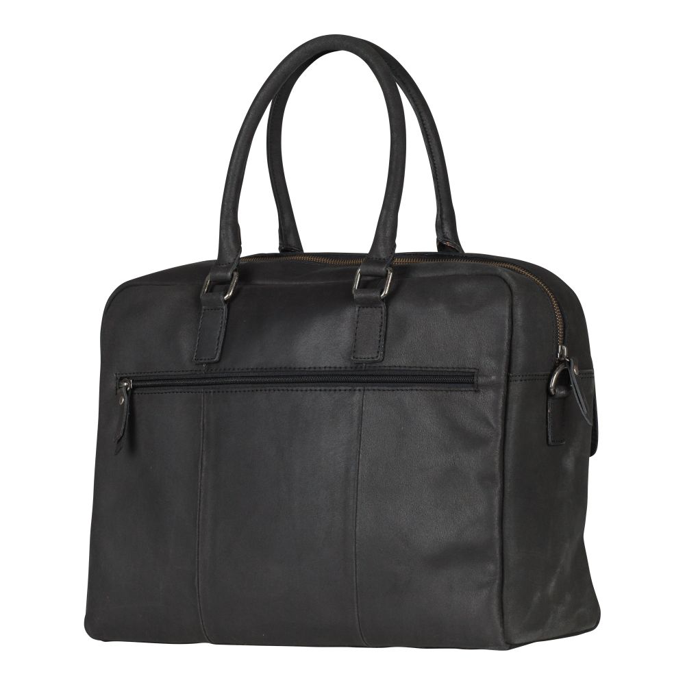 EOL Burkely Sacoche en cuir avec batterie externe pour MacBook Pro 15/16 pouces - On The Move - Noir