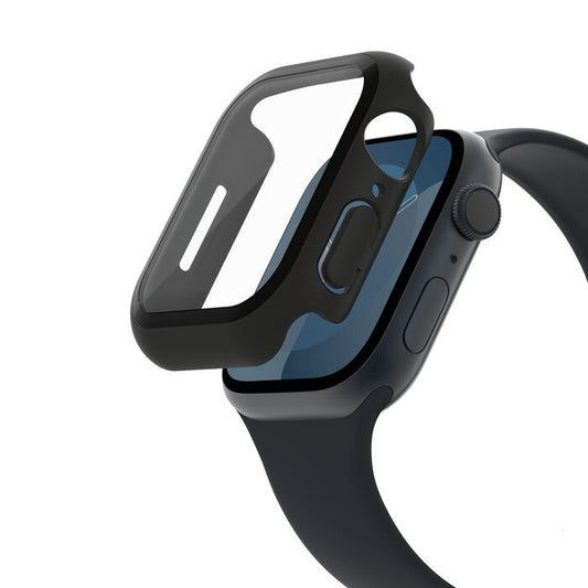 Belkin ScreenForce | TemperedCurve Antimicrobiële Screenprotector + bumper voor Apple Watch Series 9/8/7/SE - 44/45 mm - Zwart