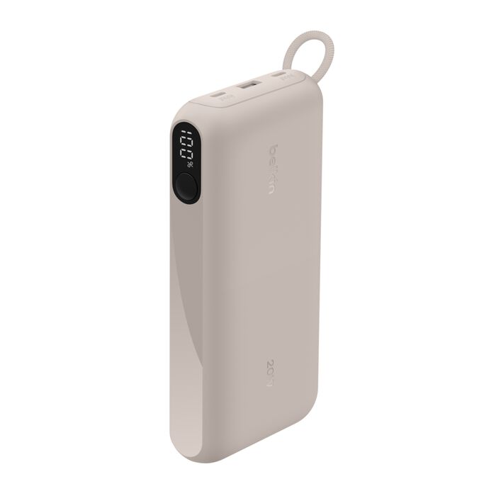Belkin BoostCharge | Batterie externe 20.000mAh avec écran intégré (20W) - Pierre de grès
