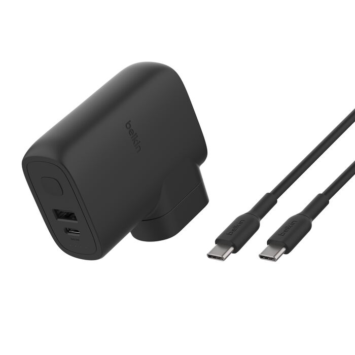 EOL Belkin BoostCharge | Hybride 25W-wandlader + 5.000mAh-powerbank & reisadapterset - Zwart