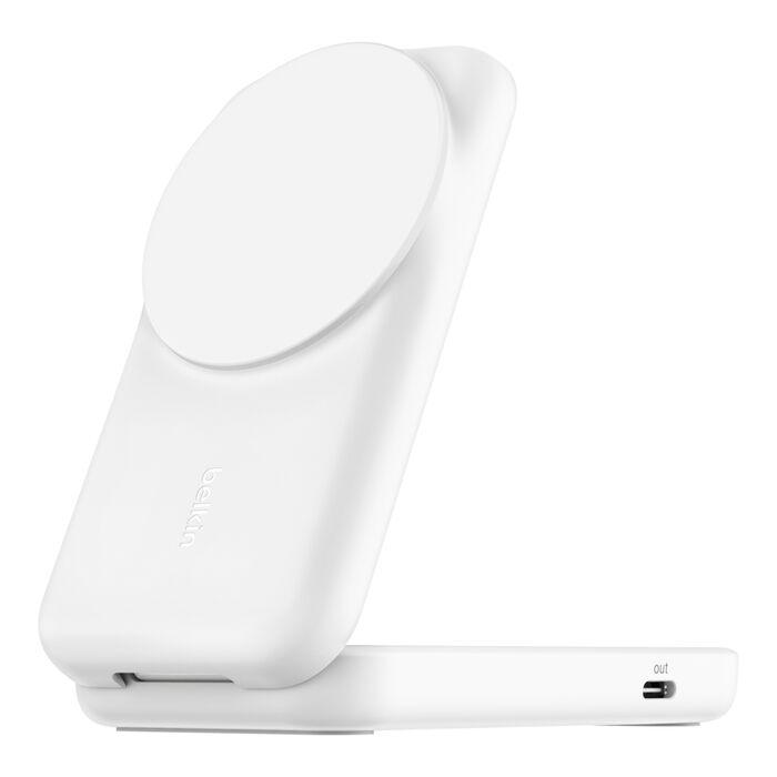 Belkin UltraCharge Pro | 2-in-1 uitklapbare magnetische lader met Qi2 (25W) - Wit