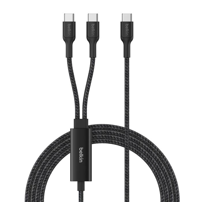 Belkin BoostCharge Pro | Gevlochten 140W USB-C/2x USB-C-kabel - 1,5 m - Zwart