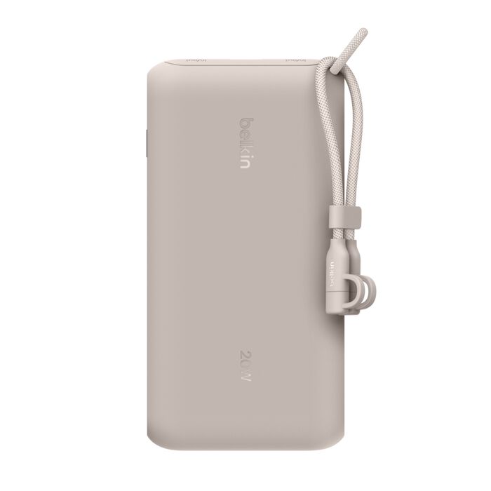 Belkin BoostCharge | Batterie externe 20.000mAh avec écran intégré (20W) - Pierre de grès