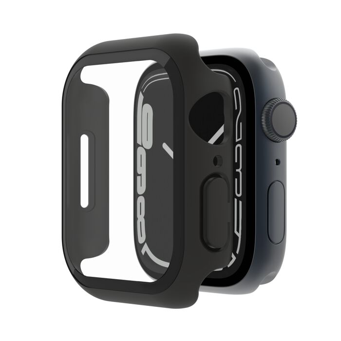 Belkin ScreenForce | TemperedCurve Antimicrobiële Screenprotector + bumper voor Apple Watch Series 9/8/7/SE - 44/45 mm - Zwart