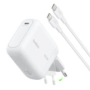 Belkin BoostCharge | Chargeur secteur GaN USB-C (100W) + câble USB-C/USB-C - 1,5 m - Blanc