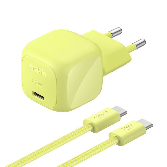 Belkin BoostCharge | USB-C-wandlader (30 W) + USB-C/USB-C-kabel - 2m - Citrus