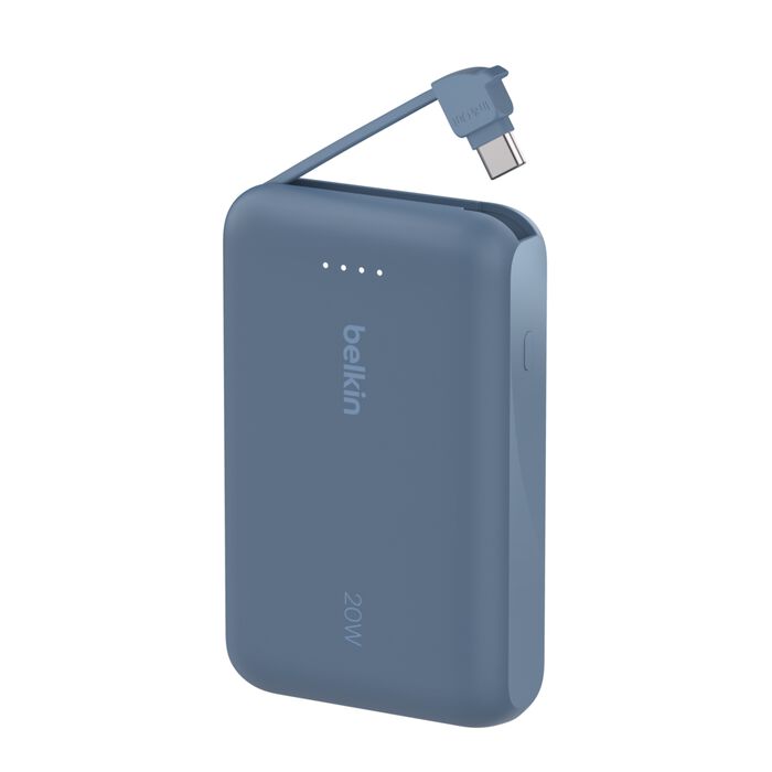 Belkin BoostCharge | Batterie externe 10K avec câble USB-C intégré - Bleu