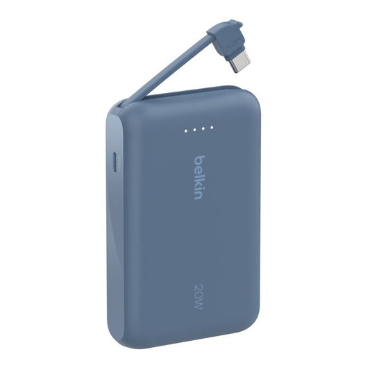 Belkin BoostCharge | 10.000mAh-powerbank met geïntegreerde USB-C-kabel - Blauw
