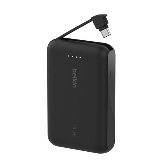 Belkin BoostCharge | 10.000mAh-powerbank met geïntegreerde USB-C-kabel - Zwart