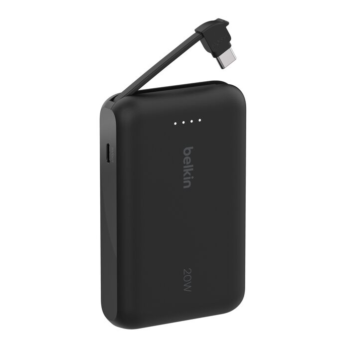 Belkin BoostCharge | Batterie externe 10K avec câble USB-C intégré - Noir