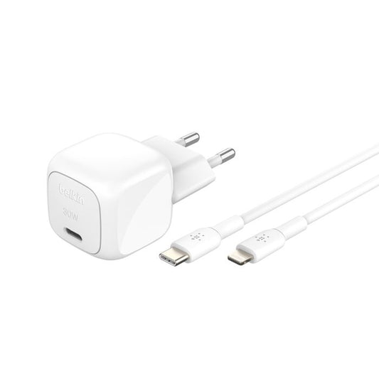 EOL Belkin BoostCharge | Chargeur secteur USB-C PPS (30W) + câble USB-C/Lightning - 1 m - Blanc