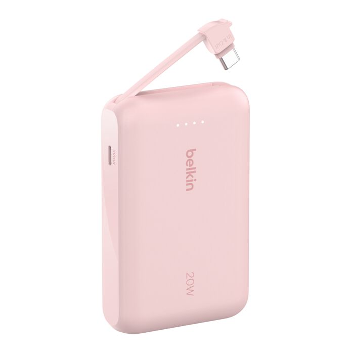 Belkin BoostCharge | Batterie externe 10K avec câble USB-C intégré - Rose