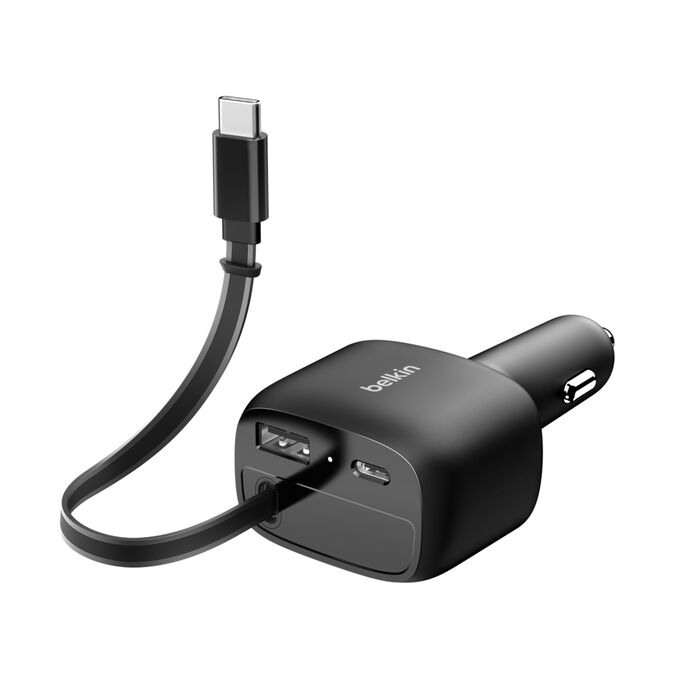 Belkin BoostCharge | Chargeur de voiture avec câble rétractable USB-C (75 W)