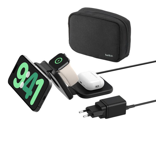 Belkin BoostCharge Pro | 3-in-1 magnetisch draadloos reislaadstation met Qi2 (15 W) - Zwart