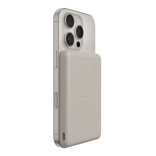 Belkin BoostCharge | Batterie externe magnétique 5.000mAh Slim avec anneau magnétique (7,5W) - Pierre de grès