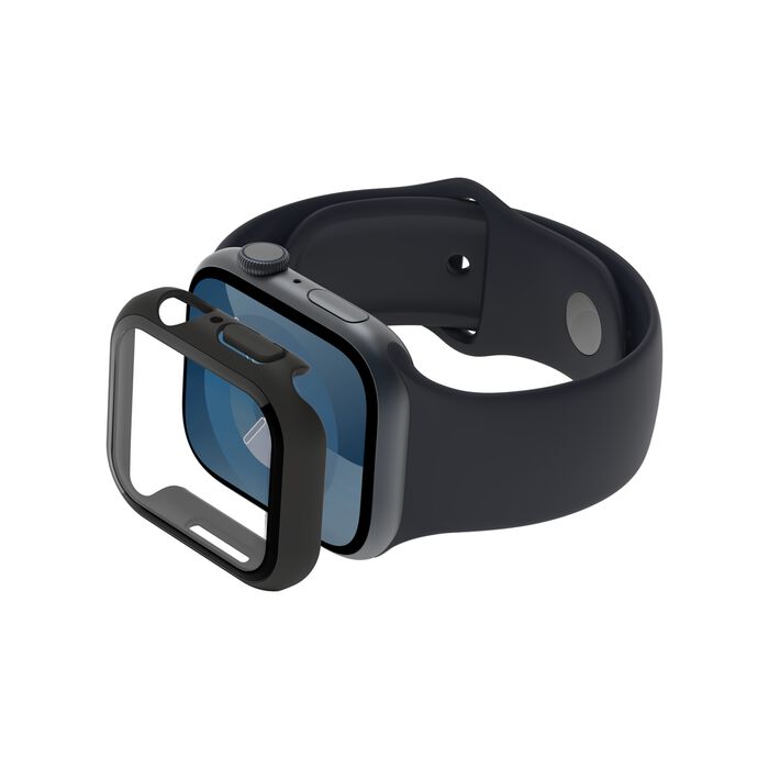 Belkin ScreenForce TemperedCurve | Protection d'écran antimicrobienne et coque pour Apple Watch (Series 9/8/7/SE) - 40/41 mm - Noir