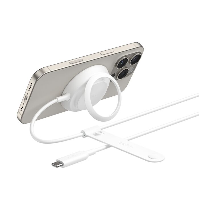 Belkin UltraCharge | Magnetische lader met Qi2 (25W) - Ronde kickstand - Wit