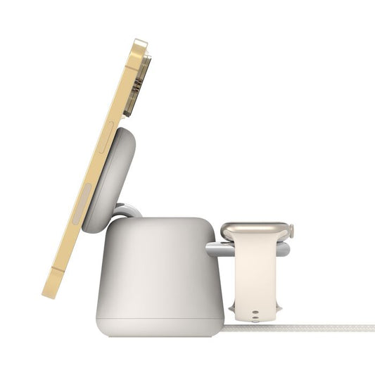 Belkin BoostCharge Pro | Station de recharge 2-en-1 avec Qi2 (15 W) - Sand