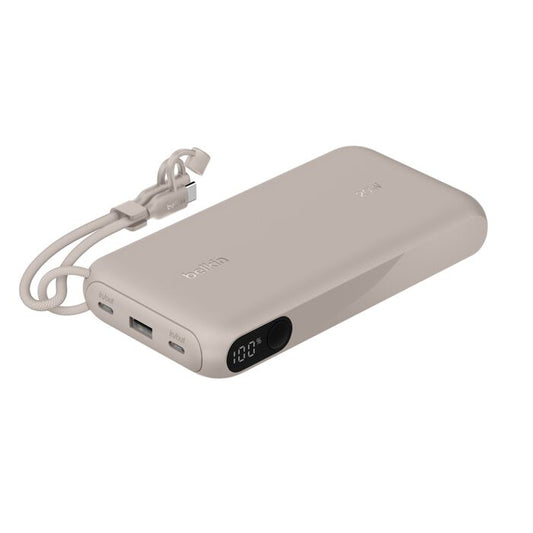 Belkin BoostCharge | Batterie externe 20.000mAh avec écran intégré (20W) - Pierre de grès