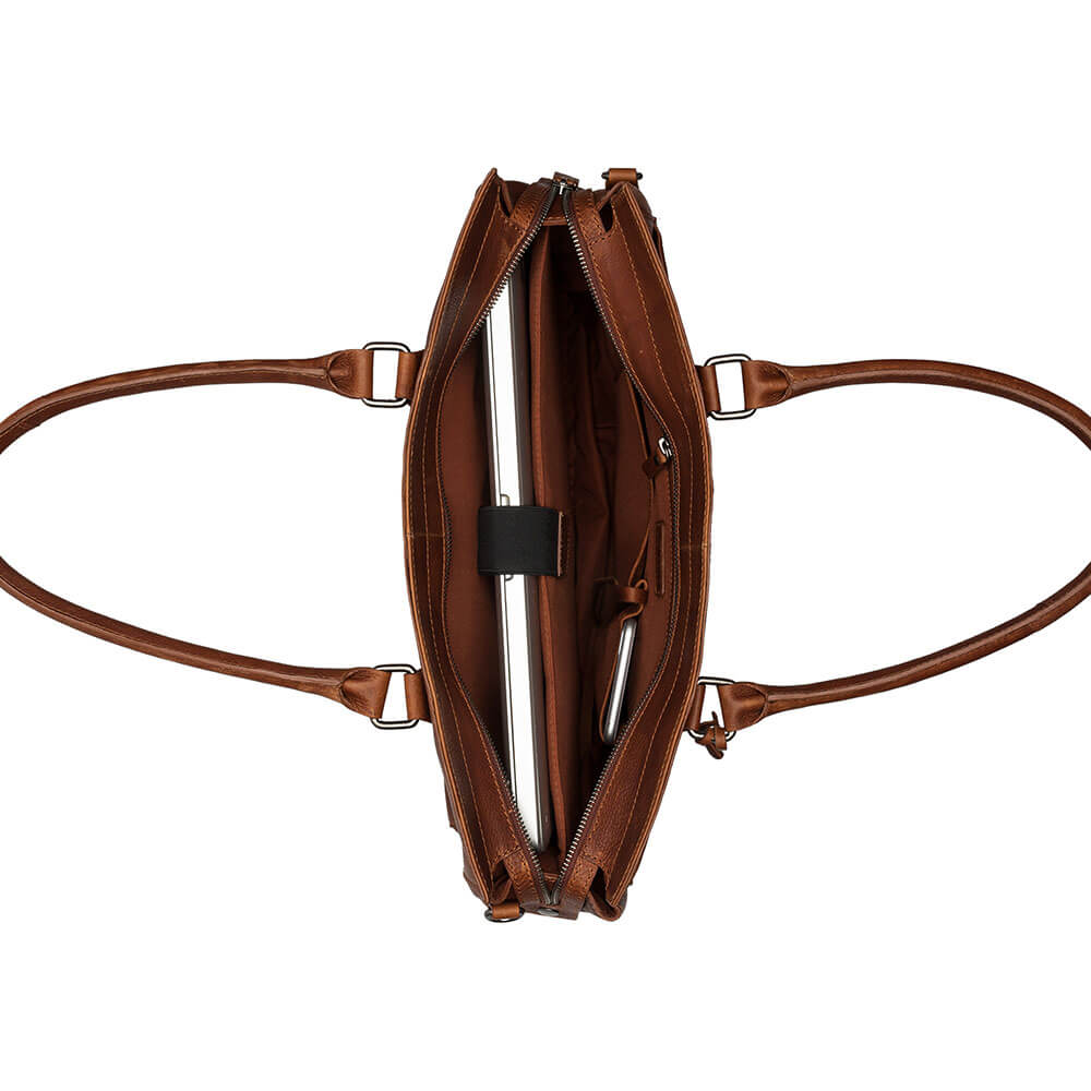 Burkely Leren draagtas voor MacBook 15/16-inch - Antique Avery - Cognac