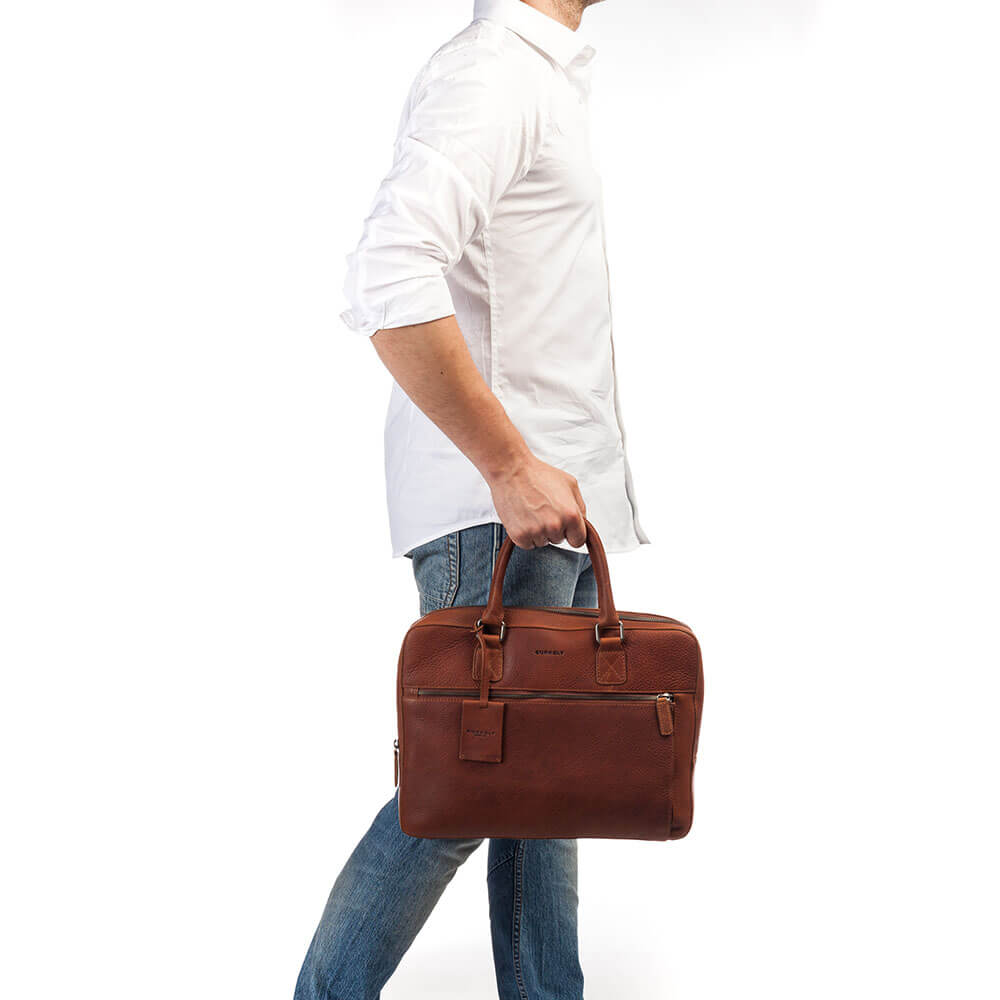Burkely Sacoche en cuir pour MacBook 13 pouces - Antique Avery - Cognac