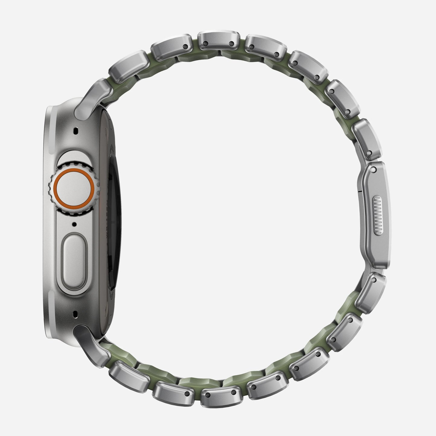 Nomad Stratos bandje - Naturel hardware - 44/45/46/49 mm - Bosgroen