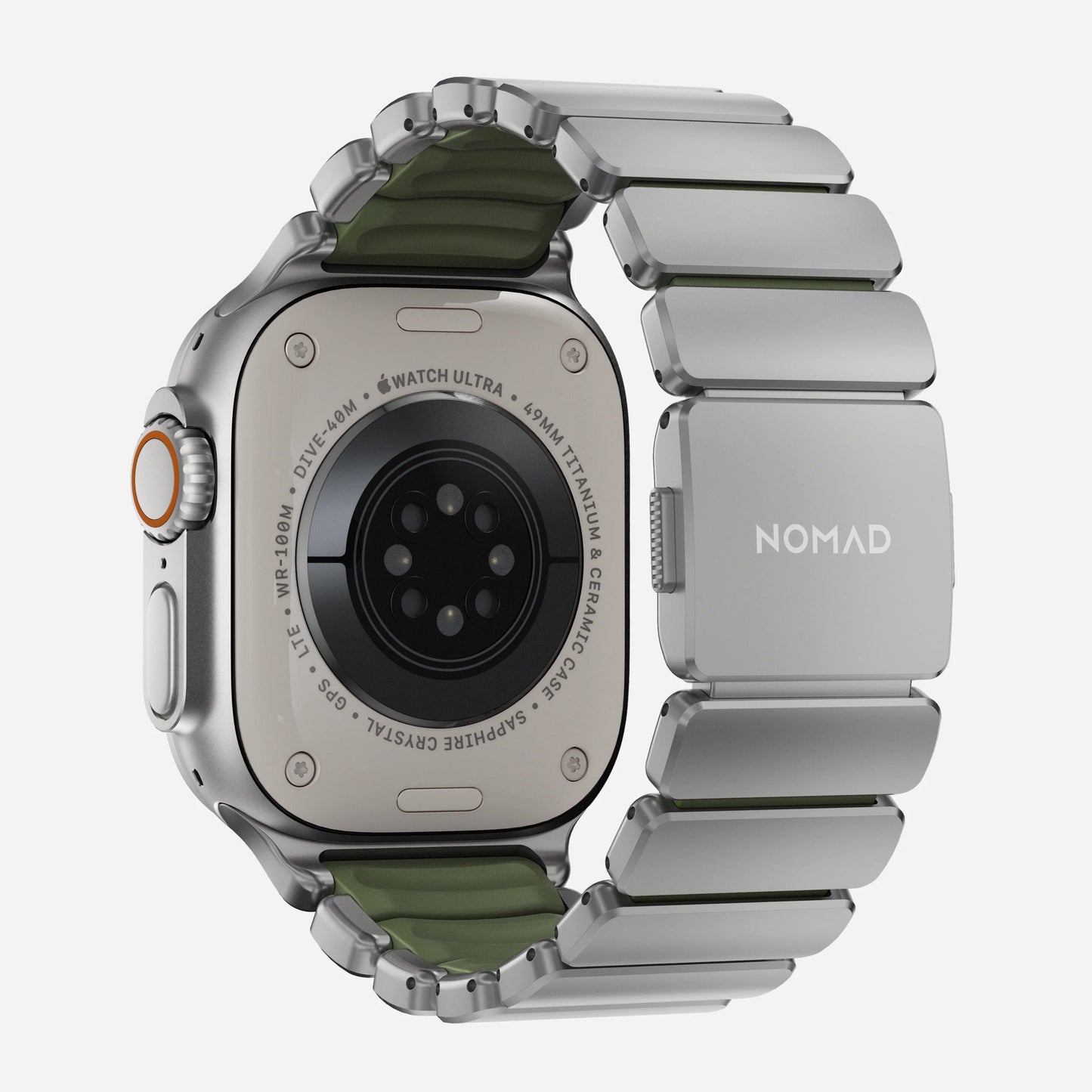 Nomad Stratos bandje - Naturel hardware - 44/45/46/49 mm - Bosgroen