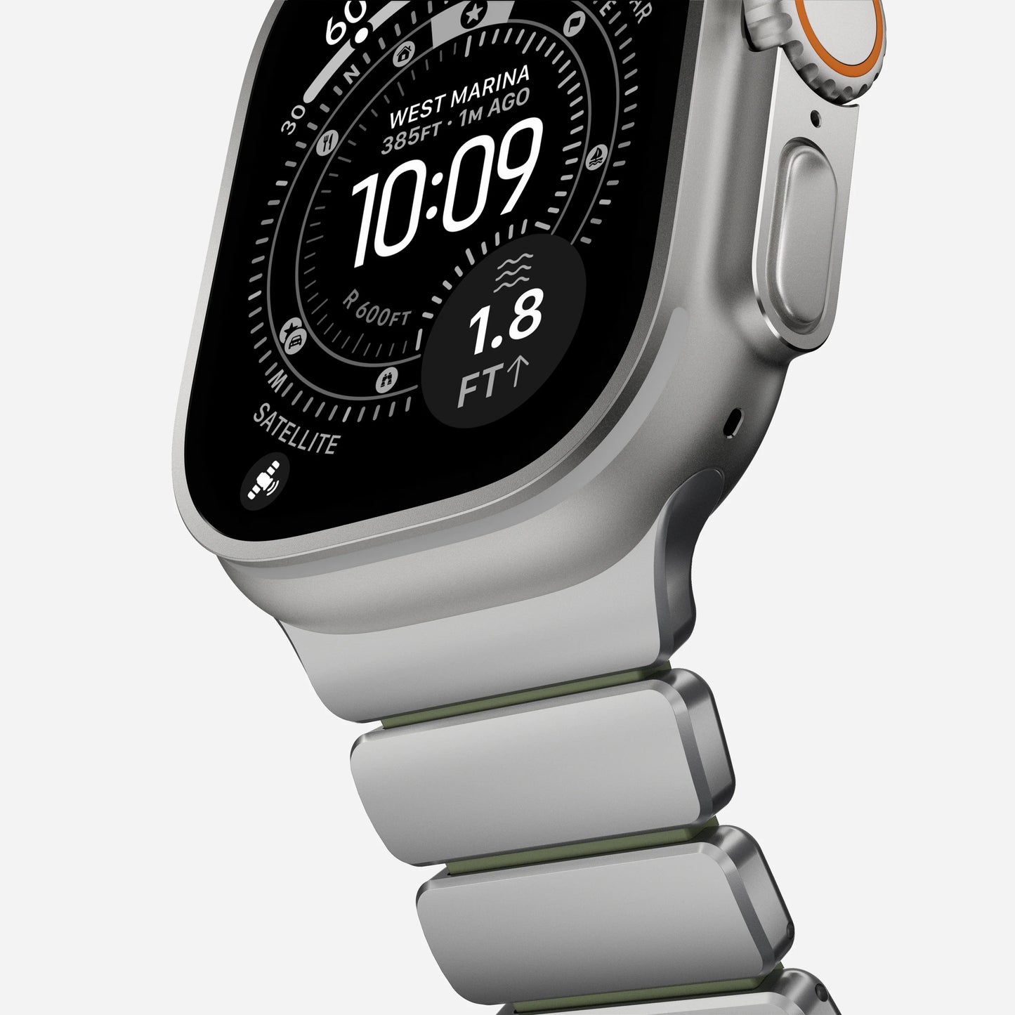 Nomad Stratos bandje - Naturel hardware - 44/45/46/49 mm - Bosgroen