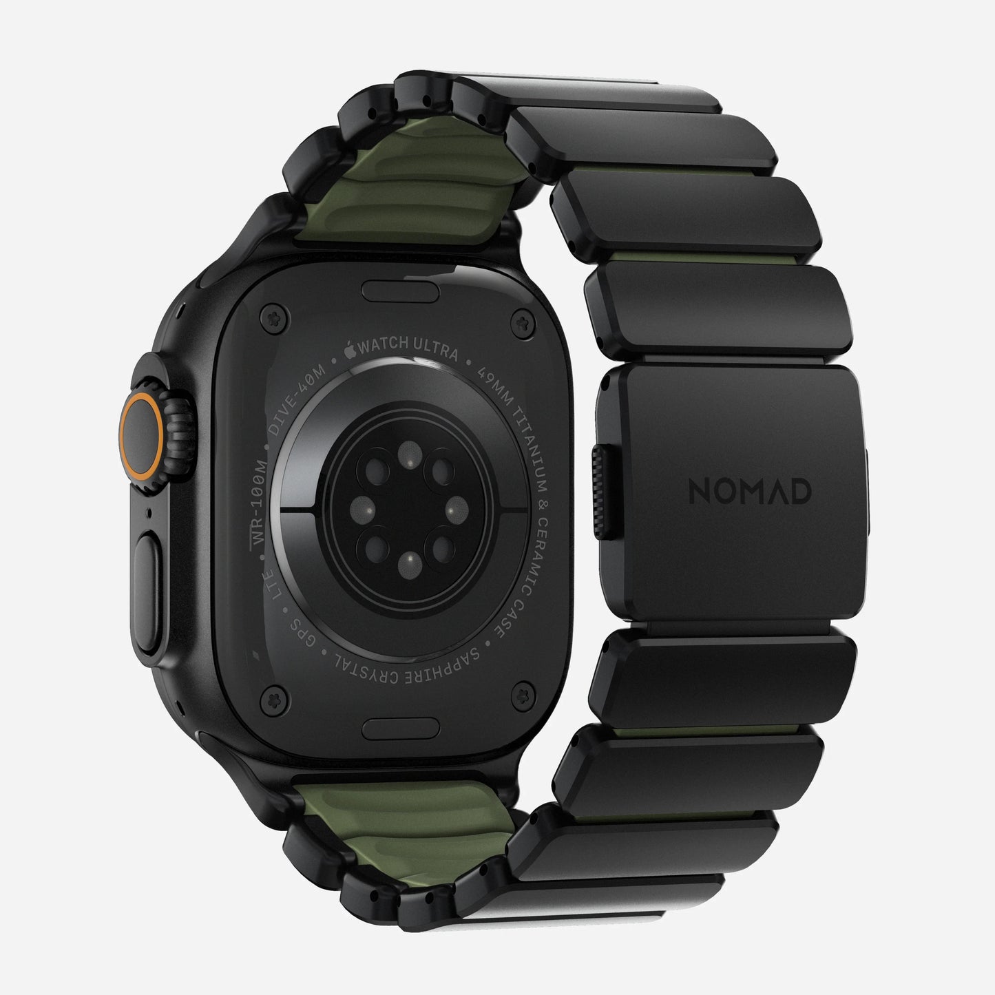 Nomad Stratos bandje - Zwarte hardware - 44/45/46/49 mm - Bosgroen