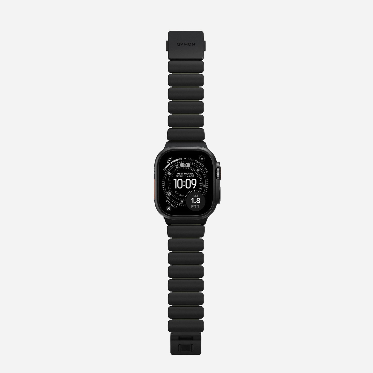 Nomad Stratos bandje - Zwarte hardware - 44/45/46/49 mm - Bosgroen