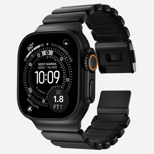 Nomad Stratos bandje - Zwarte hardware - 44/45/46/49 mm - Zwart