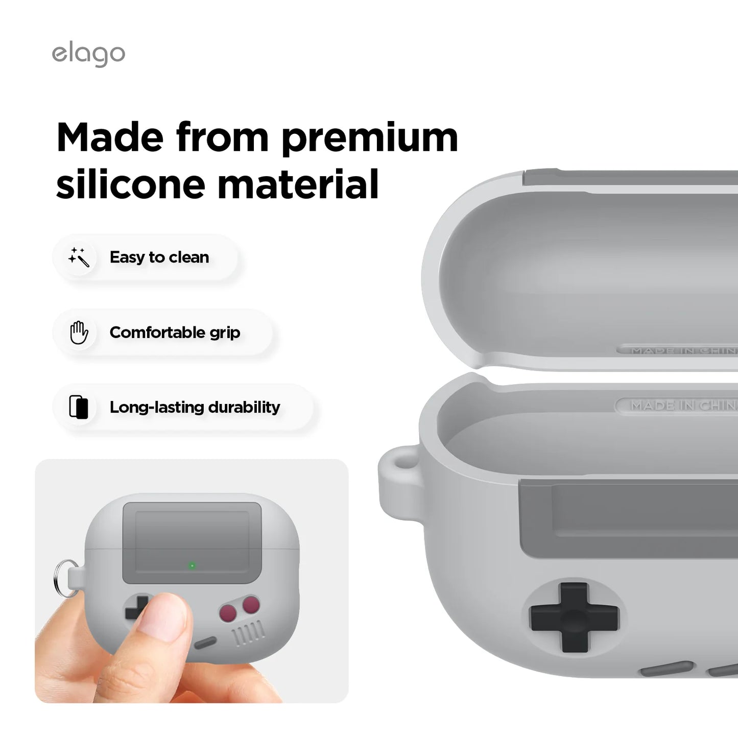 Elago Gameboy Hang Case pour Airpods Pro (3e gén.) - Gris