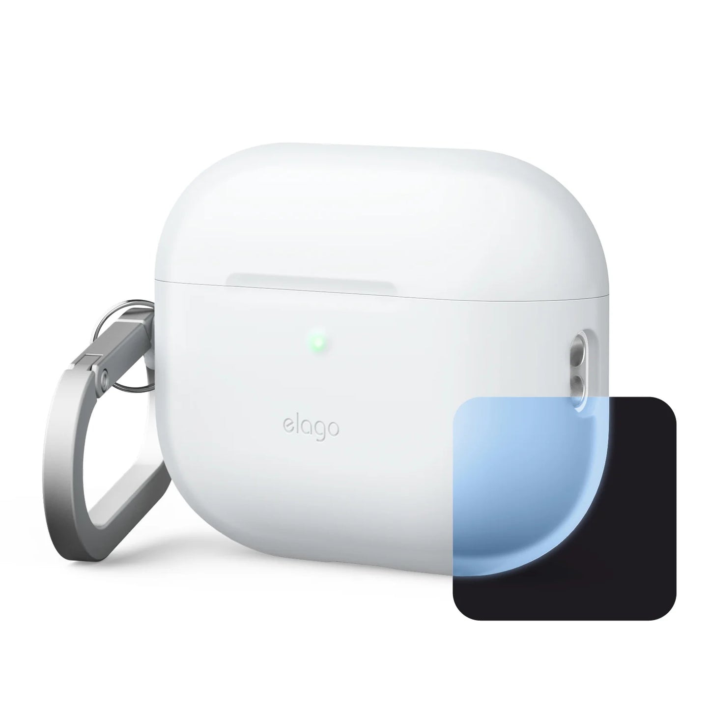 Elago Silicone Hang Case pour AirPods Pro (3e gén.) - Blanc (Nightglow Blue)