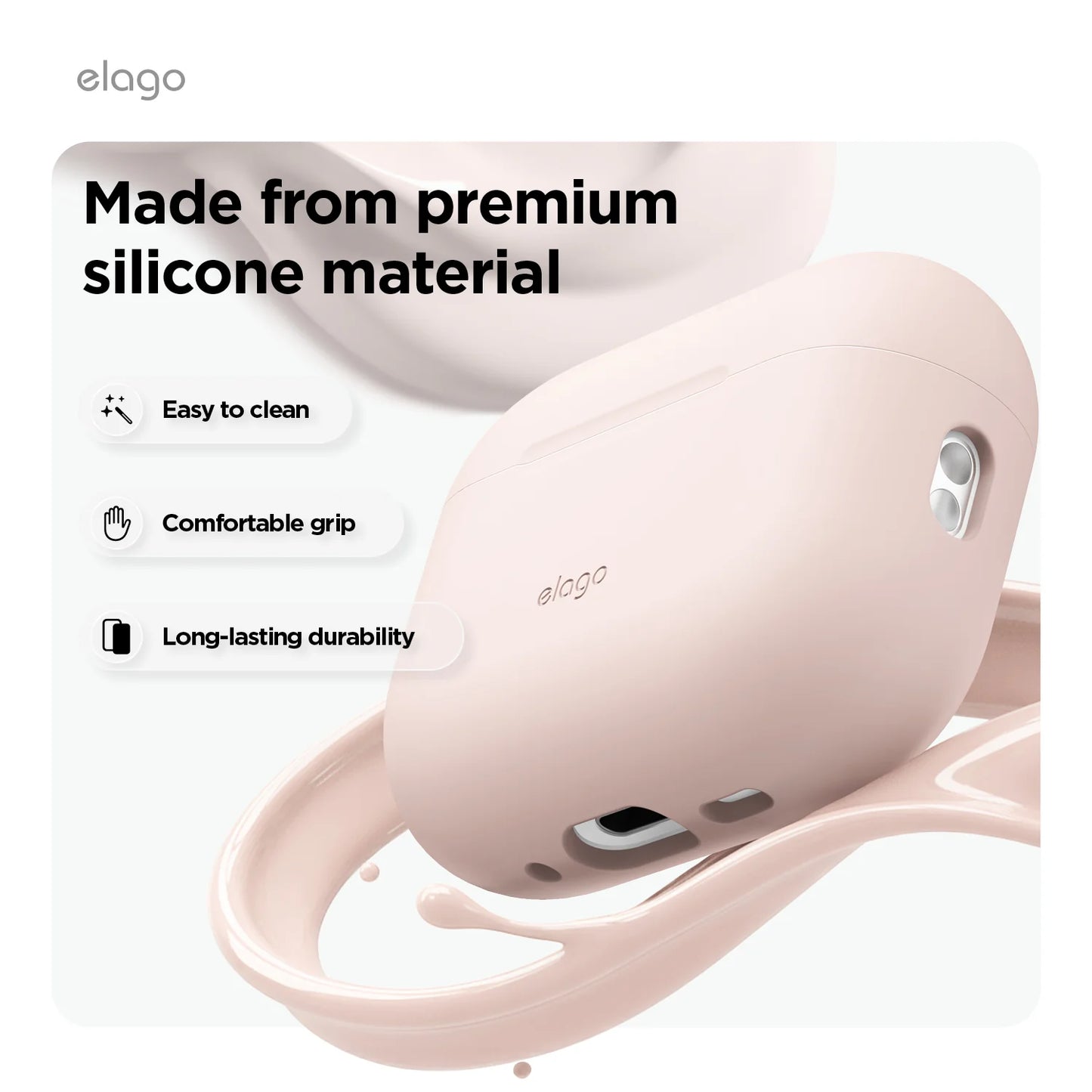 Elago Silicone Hang Case pour AirPods Pro (3e gén.) - Blanc (Nightglow Blue)