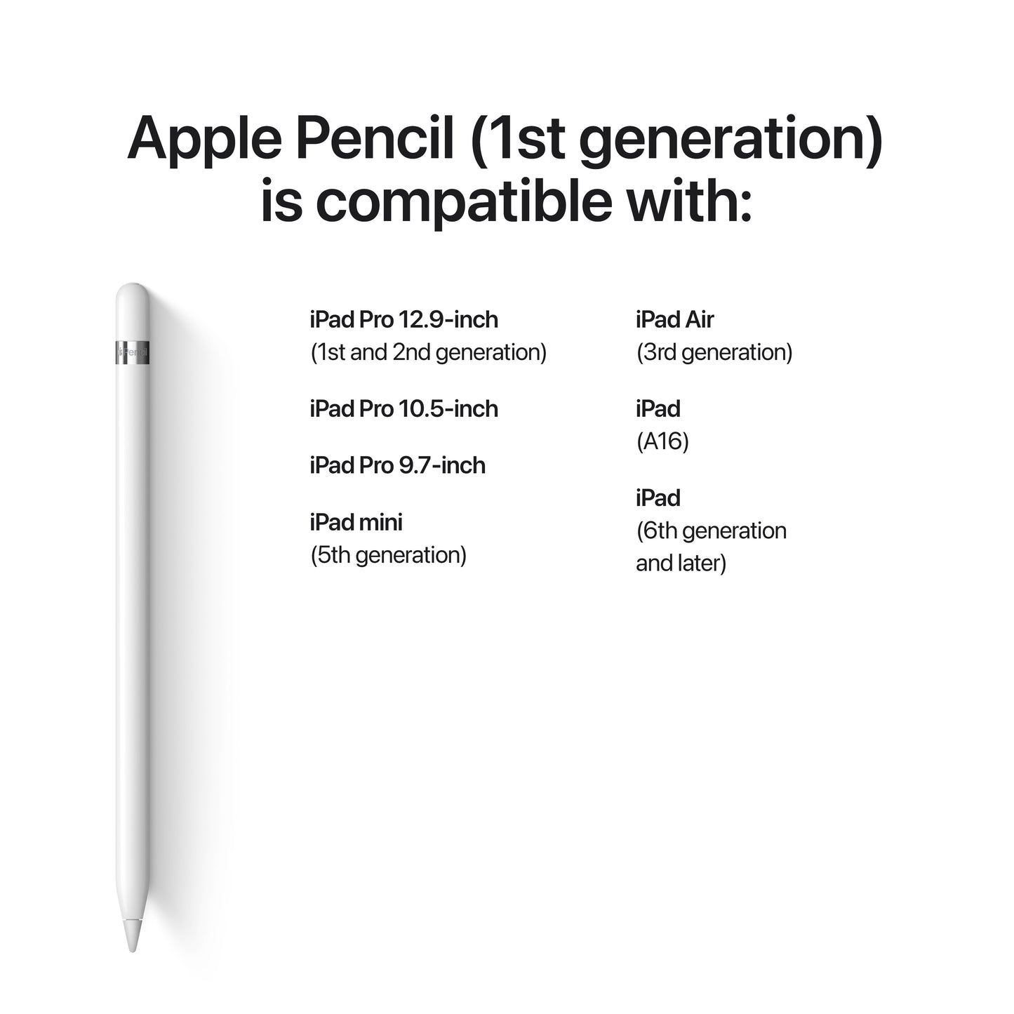 Apple Pencil (1e generatie) - Inclusief USB‑C-naar-Apple Pencil-adapter