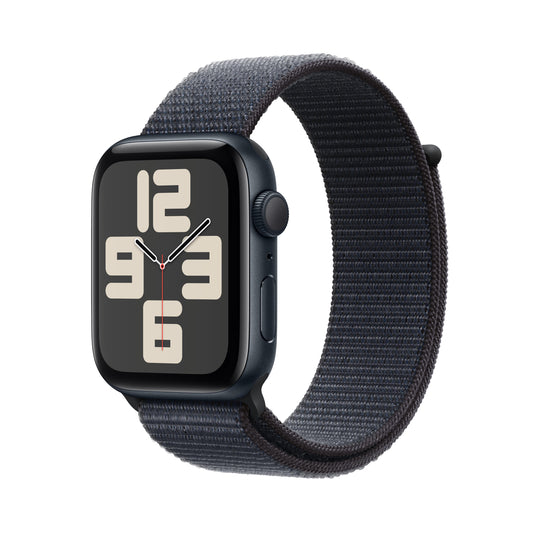 EOL Apple Watch SE (GPS) • 44‐mm kast van middernacht aluminium • Inkt geweven sportbandje