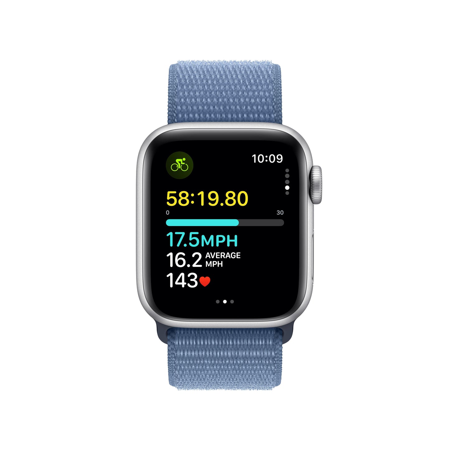 [OPEN BOX] Apple Watch SE (GPS) • 40‐mm kast van zilverkleurig aluminium • Winterblauw geweven sportbandje