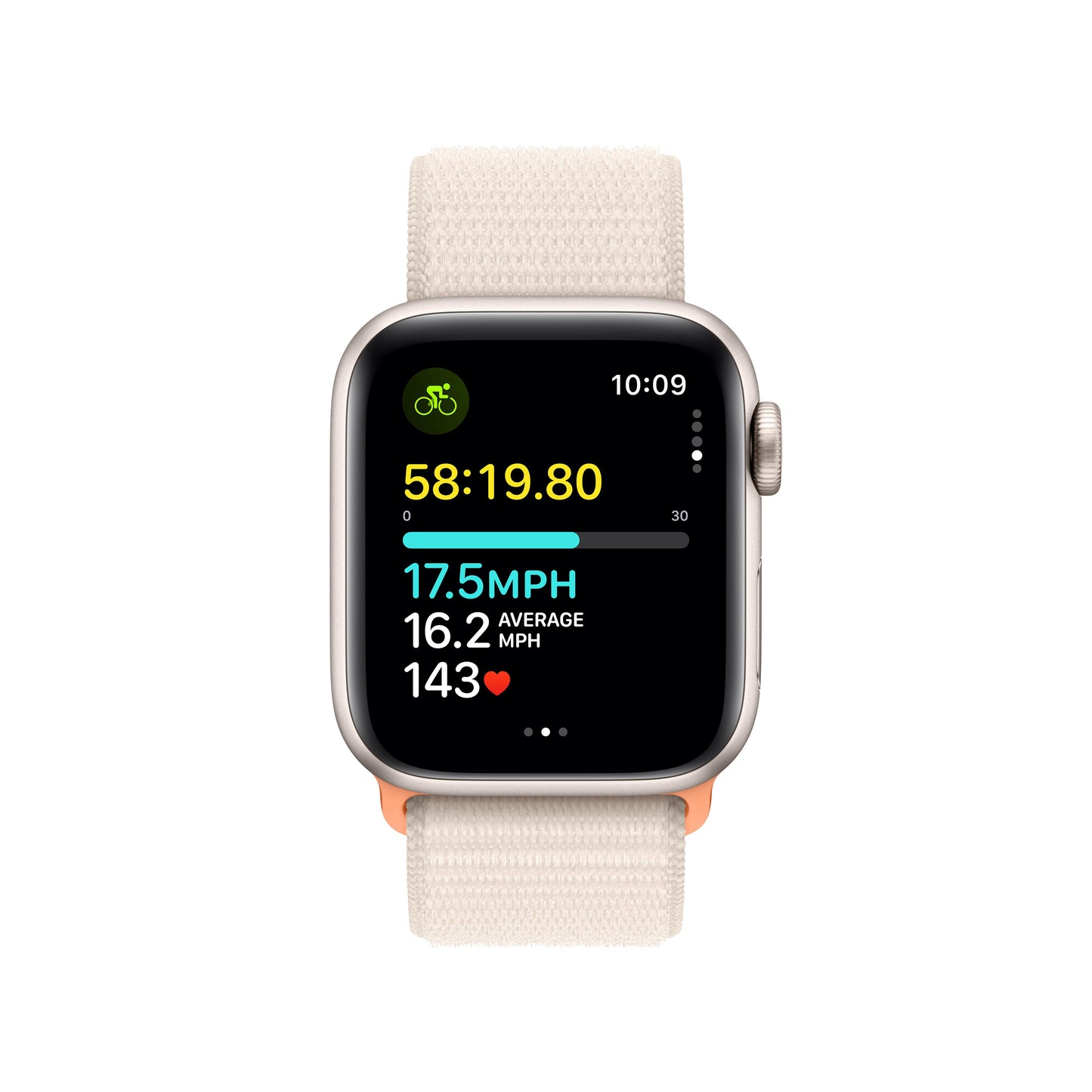Apple Watch SE GPS, Boîtier en aluminium lumière stellaire de 40 mm, Boucle Sport lumière stellaire