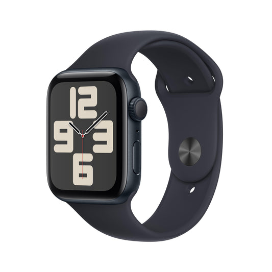 Apple Watch SE (GPS) • 44‐mm kast van middernacht aluminium • Middernacht sportbandje - S/M