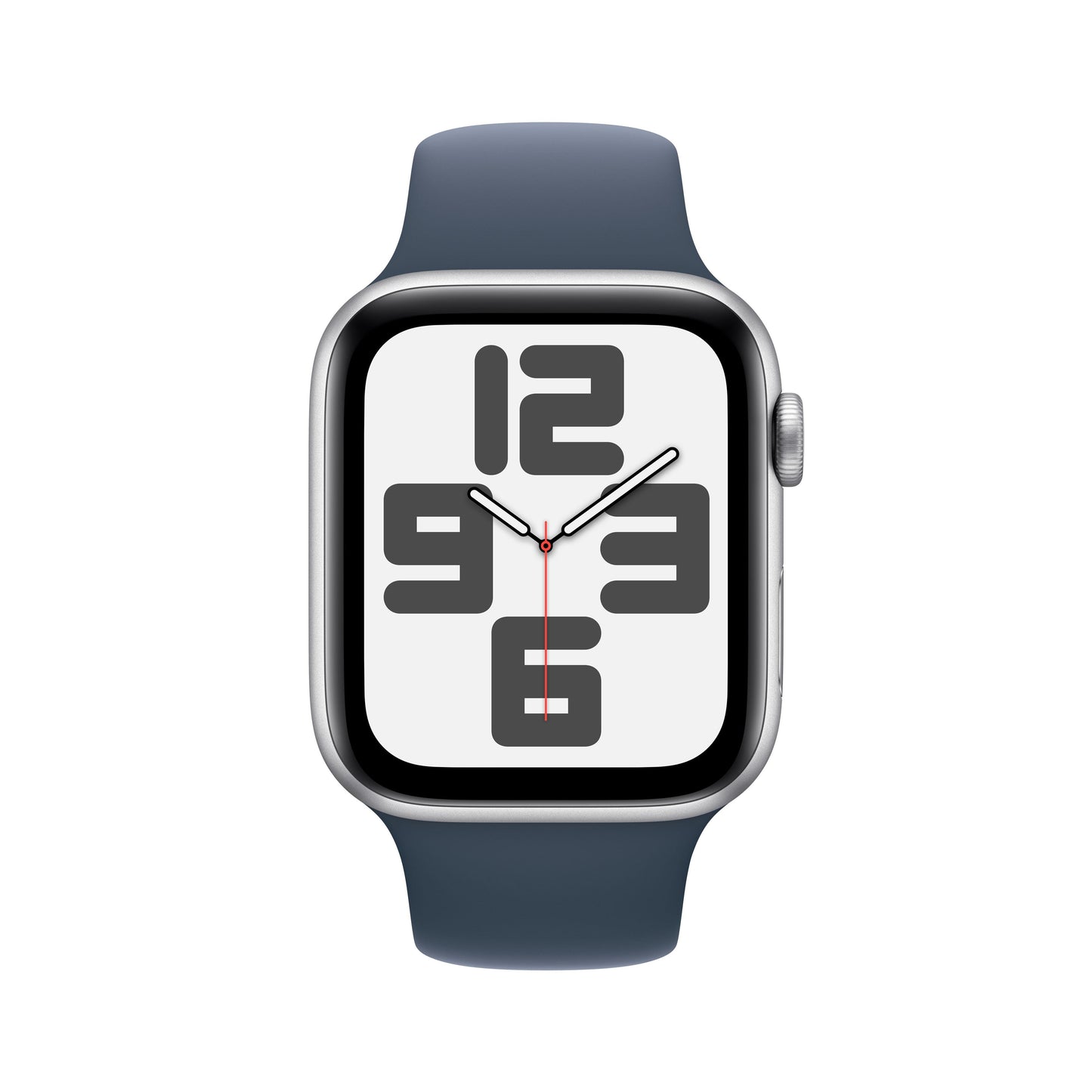 Apple Watch SE (GPS) • 44‐mm kast van zilverkleurig aluminium • Stormblauw sportbandje - S/M