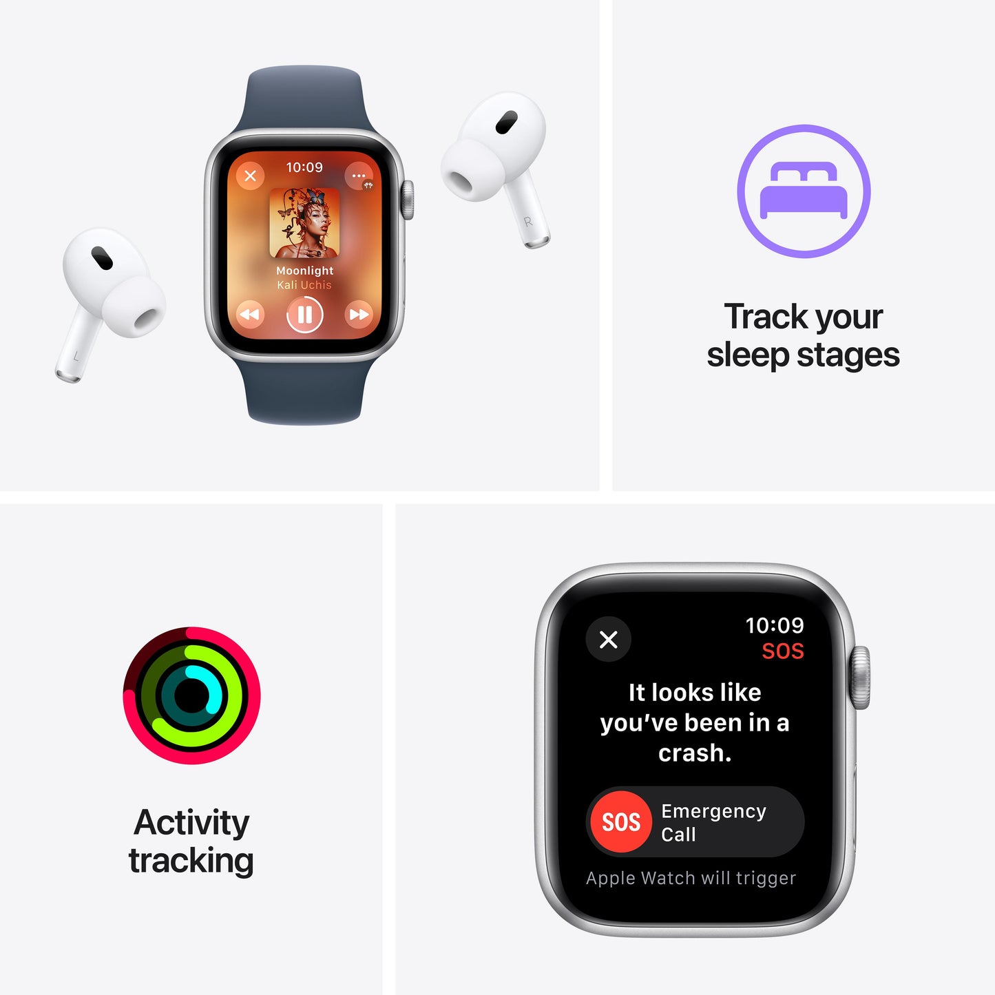Apple Watch SE GPS, Boîtier en aluminium lumière stellaire de 40 mm, Boucle Sport lumière stellaire