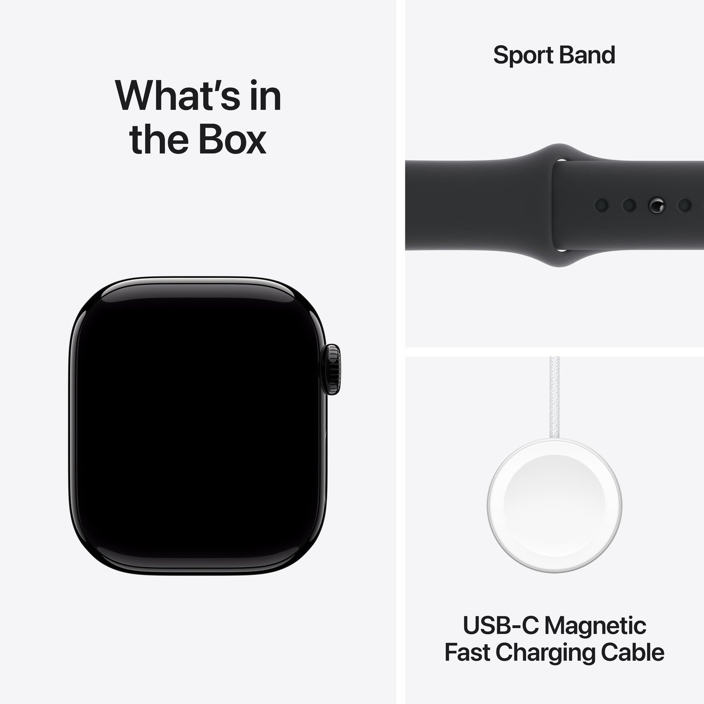 EOL Apple Watch Series 10 (GPS) • Boîtier en aluminium noir de jais de 42 mm • Bracelet Sport Noir - S/M