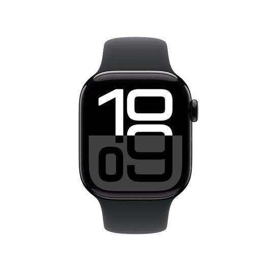 EOL Apple Watch Series 10 (GPS + Cellular) • 42‐mm kast van gitzwart aluminium • Zwart sportbandje - S/M