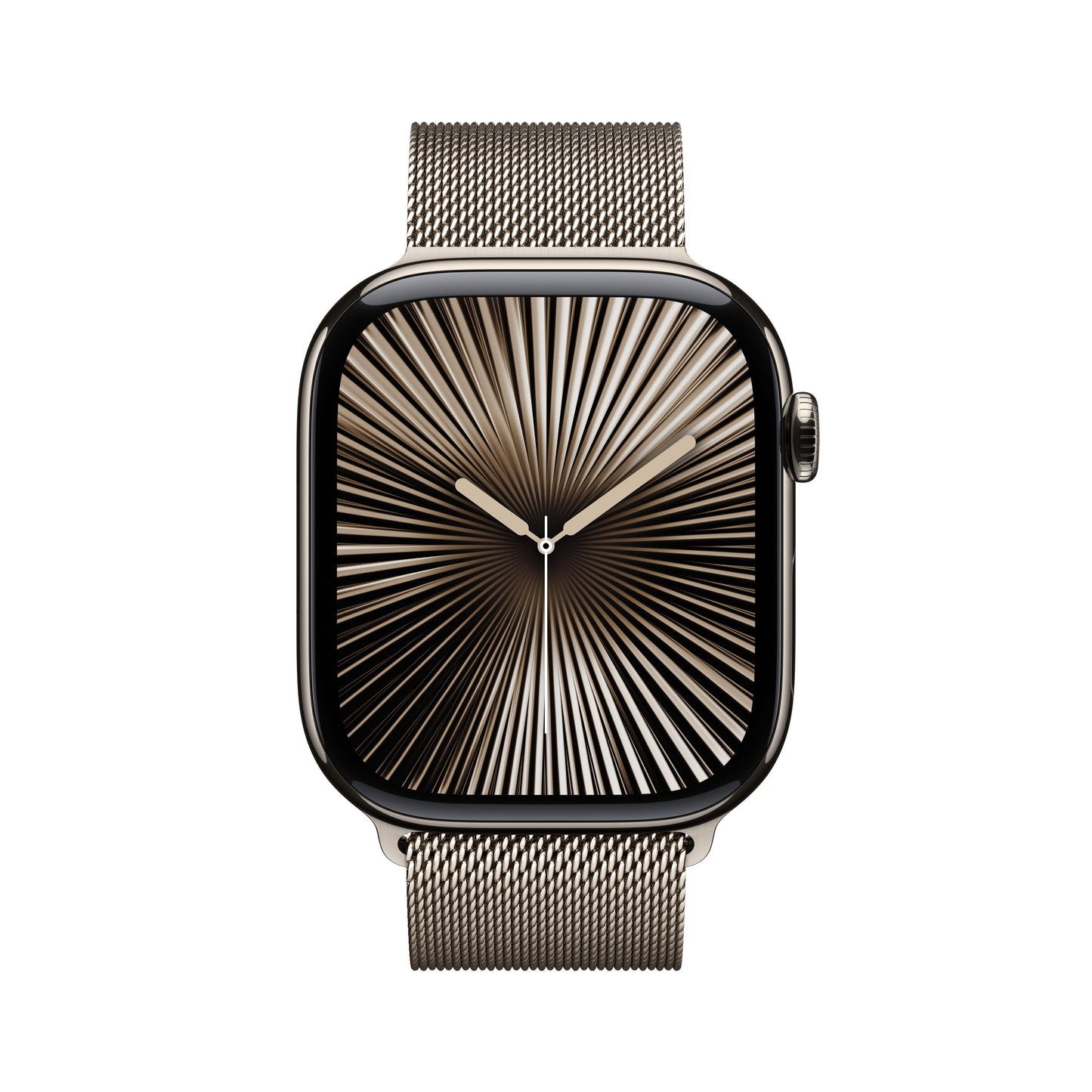 EOL Apple Watch Series 10 (GPS + Cellular) • Boîtier en titanium naturel de 46 mm • Bracelet Milanais Naturel - S/M