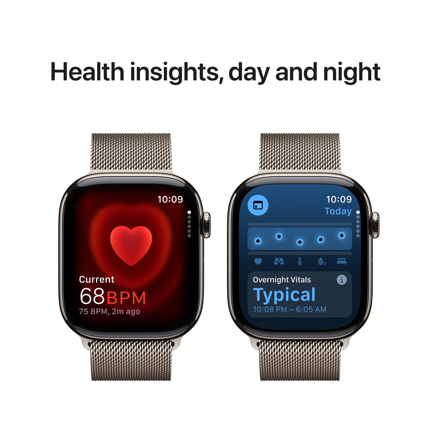 EOL Apple Watch Series 10 (GPS + Cellular) • Boîtier en titanium naturel de 46 mm • Bracelet Milanais Naturel - S/M