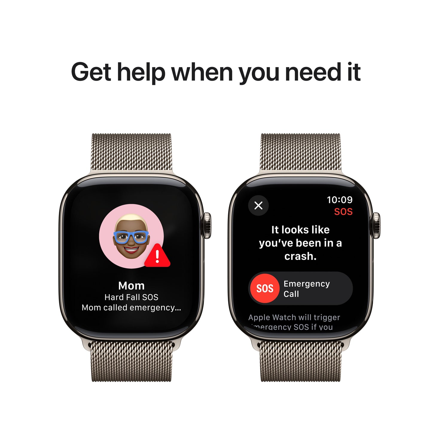 EOL Apple Watch Series 10 (GPS + Cellular) • Boîtier en titanium naturel de 46 mm • Bracelet Milanais Naturel - S/M