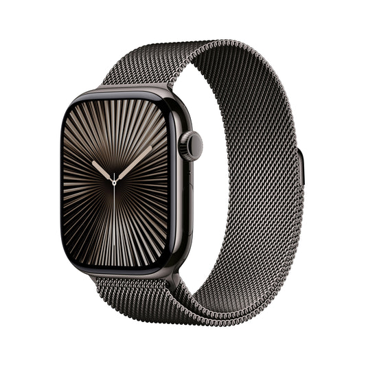 EOL Apple Watch Series 10 (GPS + Cellular) • 46-mm kast van leisteen titanium • Leisteen Milanees bandje - M/L