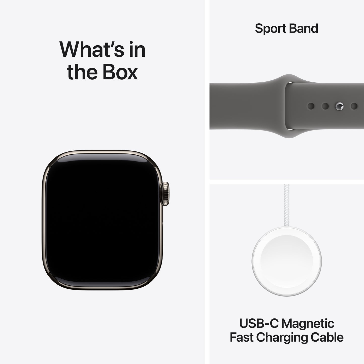 Apple Watch Series 11 (GPS + Cellular) • Boîtier en titane naturel 42 mm • Bracelet Sport Gris minéral - S/M