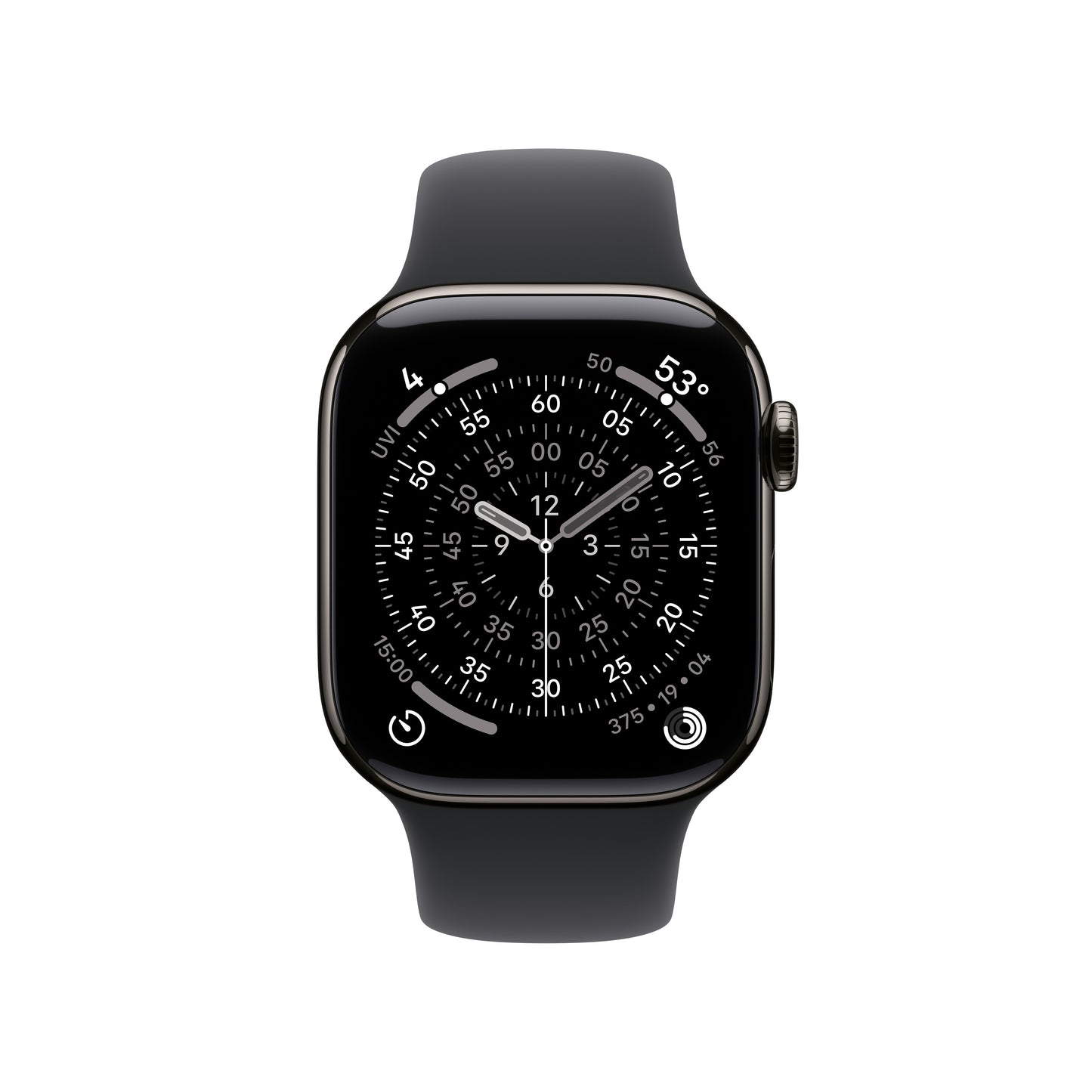 Apple Watch Series 11 (GPS + Cellular) • Boîtier en titane ardoise 42 mm • Bracelet Sport Noir - S/M